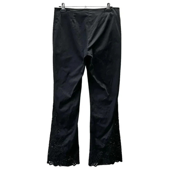 Melanie Lyne Wide Straight Leg Trouser Pants Beaded Laser Cut Black Size 6 - Picture 2 of 16